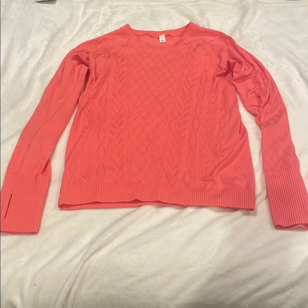 Lululemon restless pullover Vibrant Coral Knit Top
